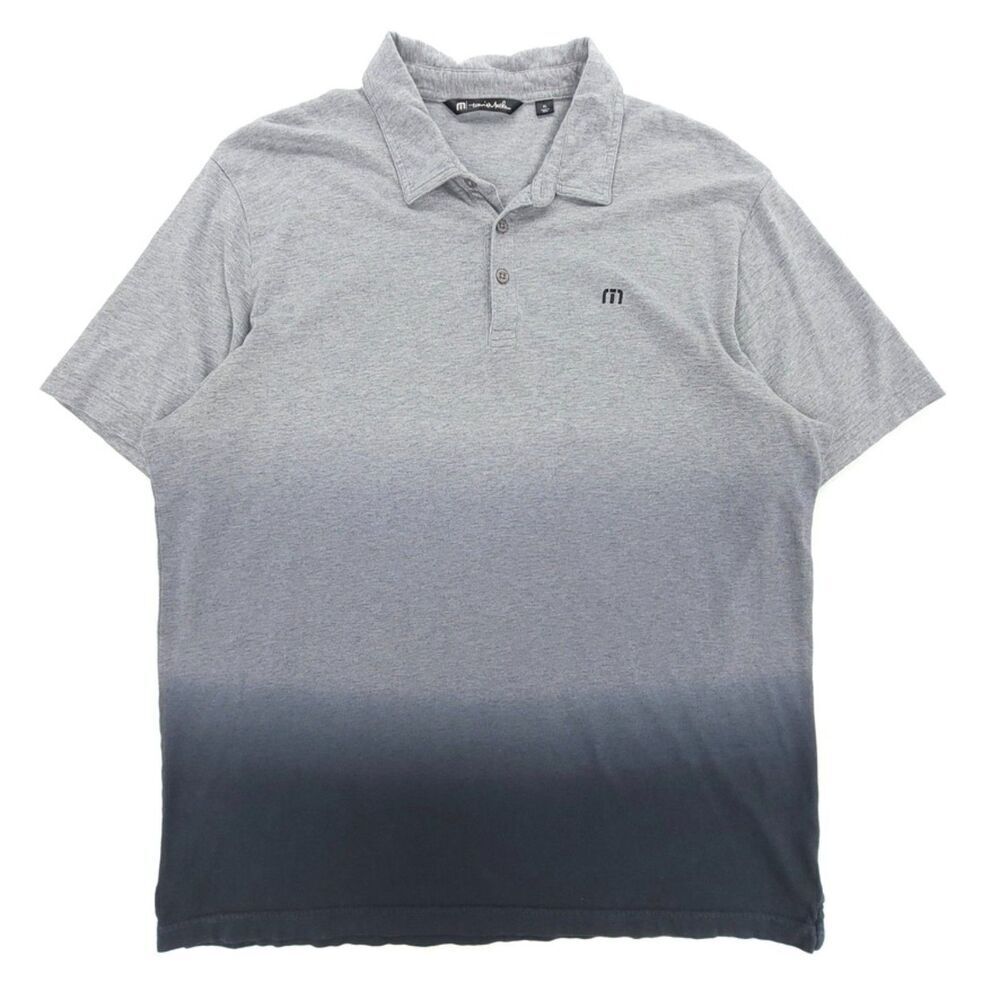 TRAVIS MATHEW Ombre Golf Polo Short Sleeve Casual Shirt Black Gray Athleisure XL